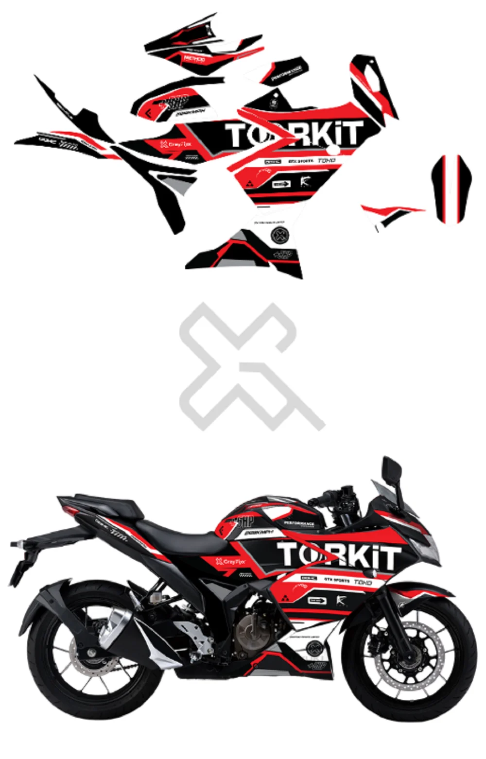 Torkit Edition Red Full Body Sticker Compatible with Gixxer SF 250 | Made In Premium Gloss With FPF(Fade Protection Film), Water Proof, Precut Sticker, Pack Of 1 Compatible with Both Side